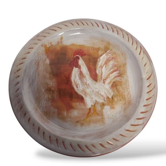 Pier One Gallo hand painted earth and air plate Made in Italy Rooster 9.25” - Picture 1 of 4